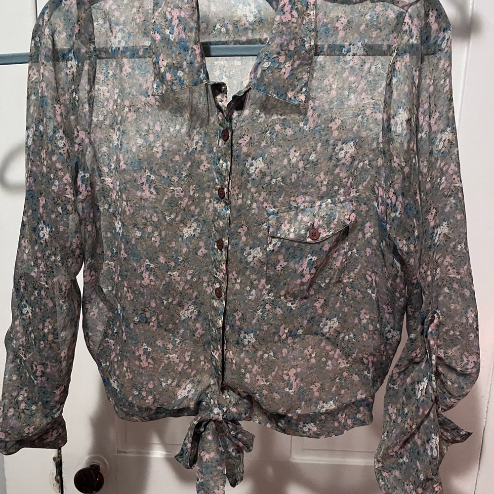 Band of Gypsies Floral Tie-Front Blouse